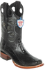 Wild West Botas de Pata de Avestruz Horma Square Toe Black