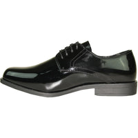 Bravo Mens Classic Formal Shiny Patent Tuxedo Shoe in Black