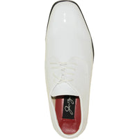 Bravo Mens Classic Formal Shiny Patent Tuxedo Shoe in White