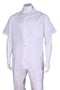 Mens Short Sleeve 100% Linen Casual Leisure Set Walking Suit in White