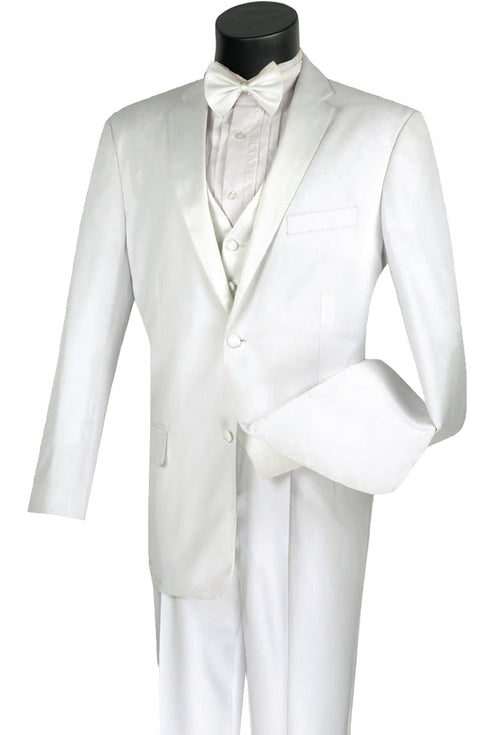 Mens Vested 2 Button Classic Tuxedo in White