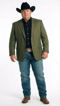 Men’s Olive Green Western Blazer Jacket, Classic Cowboy Style Sport Coat for Casual Formal Wear with Jeans