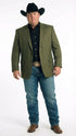 Men’s Olive Green Western Blazer Jacket, Classic Cowboy Style Sport Coat for Casual Formal Wear with Jeans