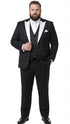 Men’s Black and White Lapel Prom Tuxedo Suit + Black Vest + Black Pants Peak Lapel