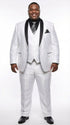 Men’s White Shiny Flashy Fabric Tuxedo Suit with Black Shawl Lapel | Luxury Formal Wedding and Evening Suit Sharkskin Metallic Fabric