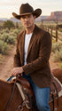 Men’s Brown Suede Western Blazer – Cowboy Sport Coat Jacket for Weddings & Country Wear