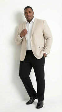 Zacchi Men’s Beige Hopsack Blazer – Classic Two Button Sport Coat with Peak Lapel Formal Jacket