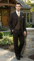 Men’s Dark choclate Brown Three Buttons 3 Piece Suit – Classic Brown 3PC Wedding, Church and Business Formal Suit for Men