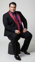Men’s Black Suit with Burgundy Shawl Lapel –  Formal Tuxedo Suit for Wedding, Prom and Evening Events + Bowtie & Tie