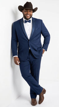 Men’s Saphire Indigo Blue Western Tuxedo Suit, Formal Wedding Prom Cowboy Tuxedo with Blue