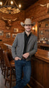 Mens Charcoal Gray Western Blazer – Cowboy Style Casual Jacket Classic Country Western Sport Coat