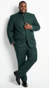 Men’s Olive Green Tuxedo Mandarin Collar Suit – Modern Nehru Style Formal Suit for Wedding Banded Collar