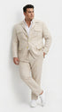 Mens Tan Beige Safari Military Walking Suit Set – Casual Two Piece Outfit Lightweight Summer Blazer and Pants Set Classic Casual Wear