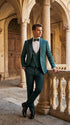 Men’s Hunter Green Paisley Tuxedo – 3 Piece Prom & Wedding Suit with Matching Bow Tie