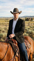 Men’s Black Linen Western Cowboy Blazer – Lightweight Formal Blazer Jacket for Wedding - Country Summer Jacket