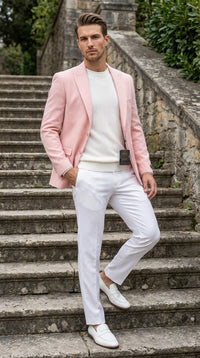 Mens Peach Pink Blazer Jacket – Modern Formal Sport Coat for Wedding, Party and Business Wear - Summer Jacket
