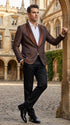 Men’s Light Brown Paisley Tuxedo Jacket, Wedding Prom Dinner Blazer with Satin Shawl Lapel