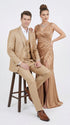 Men’s Camel Khaki Bronze Sharkskin 3-Piece Suit – Modern Wedding, Business and Formal Suit with Matching Vest