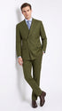 Men’s Olive Green Double-Breasted Suit – Classic Peak Lapel Wedding, Business Hunter Color