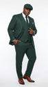 Men’s Hunter Green Pinstripe 3-Piece Suit – Vintage Wedding, Prom and Formal Suit with Matching Vest