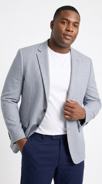 Men’s Light Blue Checkered Sport Coat – Two-Button Wedding, Business and Smart Casual Blazer