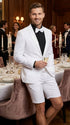 Men’s White Tuxedo Suit with Shorts – Modern Formal Blazer and Short Pants Set for Wedding, Prom Summer Fabric