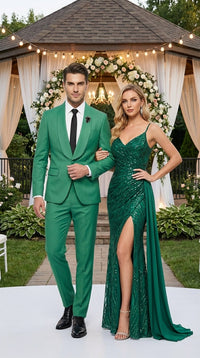 Men’s Emerald Green Tuxedo Suit – Emerald Green Formal Tuxedo with Shawl Lapel Jacket Trousers for Prom, Wedding in Augusta Green