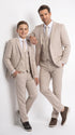 Dad & Son Matching Beige 3-Piece Suits – Father and Son Wedding Formal Suits in Tan Color