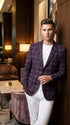 Men's Purple Windowpane Sport Coat – Classic Fit Plaid Blazer Jacket for Business, Wedding & Casual Wear