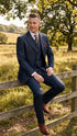 Men’s Dark Denim Blue Fabric Suit – Classic Three Piece Denim Suit for Wedding, Party and Formal Events