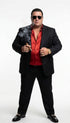 Tony Montana’s Black Blazer with Red Sateen Shirt – Men’s Black Formal Blazer and Red Satin Style Shirt Outfit for Party, Wedding and Vintage Wear