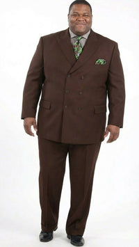 Men’s 6 on 3 Style Brown Double Breasted Suit with Wide Leg Pleated Pants, Classic Formal 2 Piece Dress Suit Set