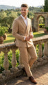 Vitali Brand Men’s Beige Double Breasted Suit – Classic Wedding, Prom & Party Wear Formal Outfit Khaki Camel Color