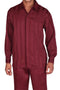 Mens Tone on Tone Pinstripe Leisure Set Walking Suit in Burgundy