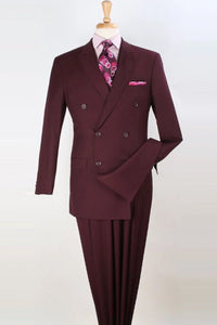 Apollo King Burgundy Wool Feel Double Breasted Suit