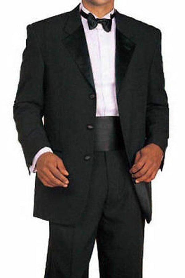 Mens Basic 3 Button Poly Tuxedo in Black