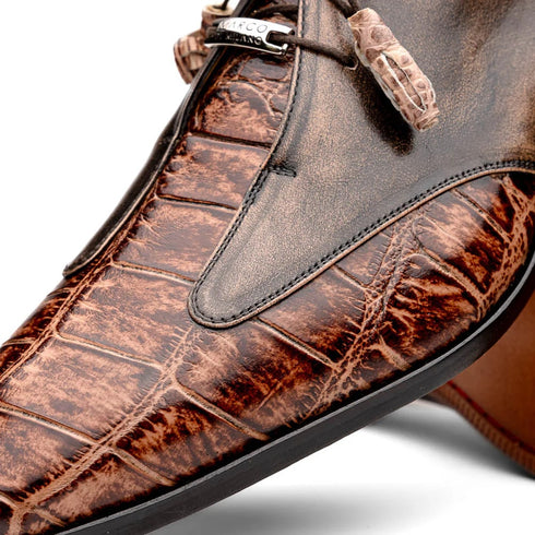 Marco Di Milano Anzio Exotic Alligator & Calfskin Leather Orix Brown Derby