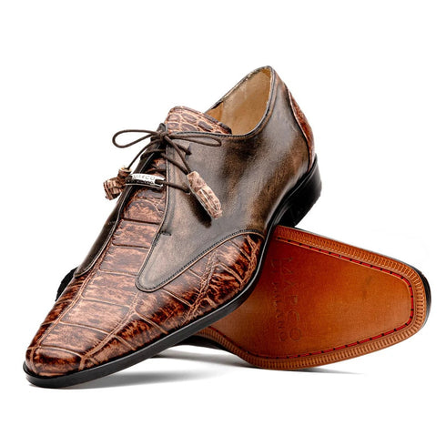 Marco Di Milano Anzio Exotic Alligator & Calfskin Leather Orix Brown Derby