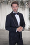 Men's Designer Black Flower Rhinestone Studded Prom & Wedding Tuxedo in Black