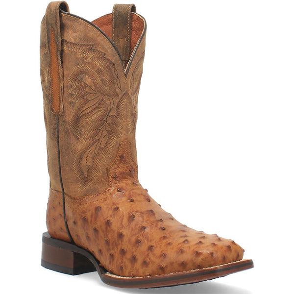 Dan Post Men’s Alamosa Tan Genuine Ostrich 11” Broad Square Toe Cowboy Certified Boot