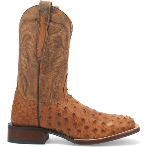 Dan Post Men’s Alamosa Tan Genuine Ostrich 11” Broad Square Toe Cowboy Certified Boot