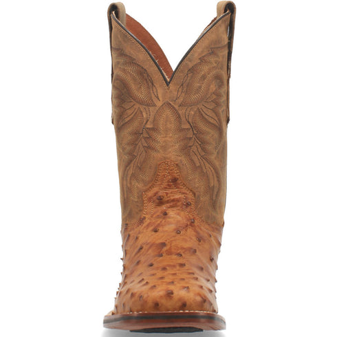 Dan Post Men’s Alamosa Tan Genuine Ostrich 11” Broad Square Toe Cowboy Certified Boot