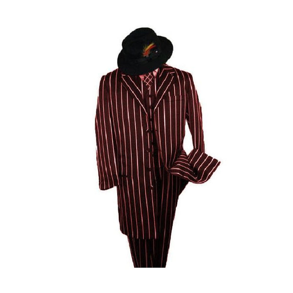 Alberto Nardoni Dark Burgundy White Pinstripe Suit