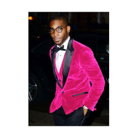 Alberto Nardoni Hot Pink Velvet Tuxedo Blazer Suit