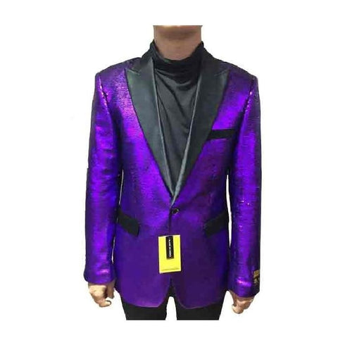 Alberto Nardoni Purple Shiny Flashy paisley blazer