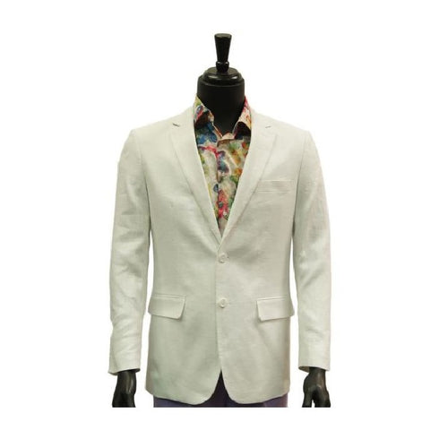 Alberto Nardoni Two Buttons Linen Notch Lapel White Blazer