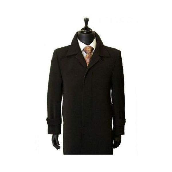 All Weather Classic Trench Microfiber Gaberdine TopCoat - Mens Black Overcoat - Mens Black Topcoat