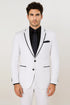 All White Mens Tuxedo -  Wedding Suit - Mens Two Button Slim Fit Vested Prom Tuxedo Suit With Trim In White