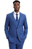Men's Stacy Adams Peak Lapel Suit with Double Breasted Vest in Blue Windowpane Plaid