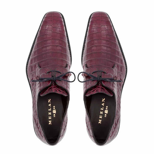 Anderson Burgundy Genuine Crocodile Lace-Up By Mezlan Made In Spain Brand